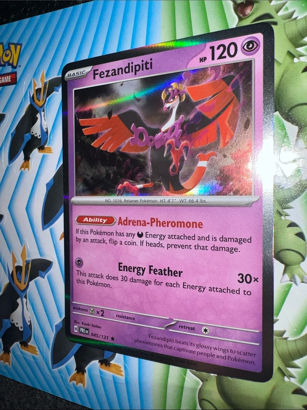 Pokemon Fezandipiti Holofoil Card - Pink and Purple